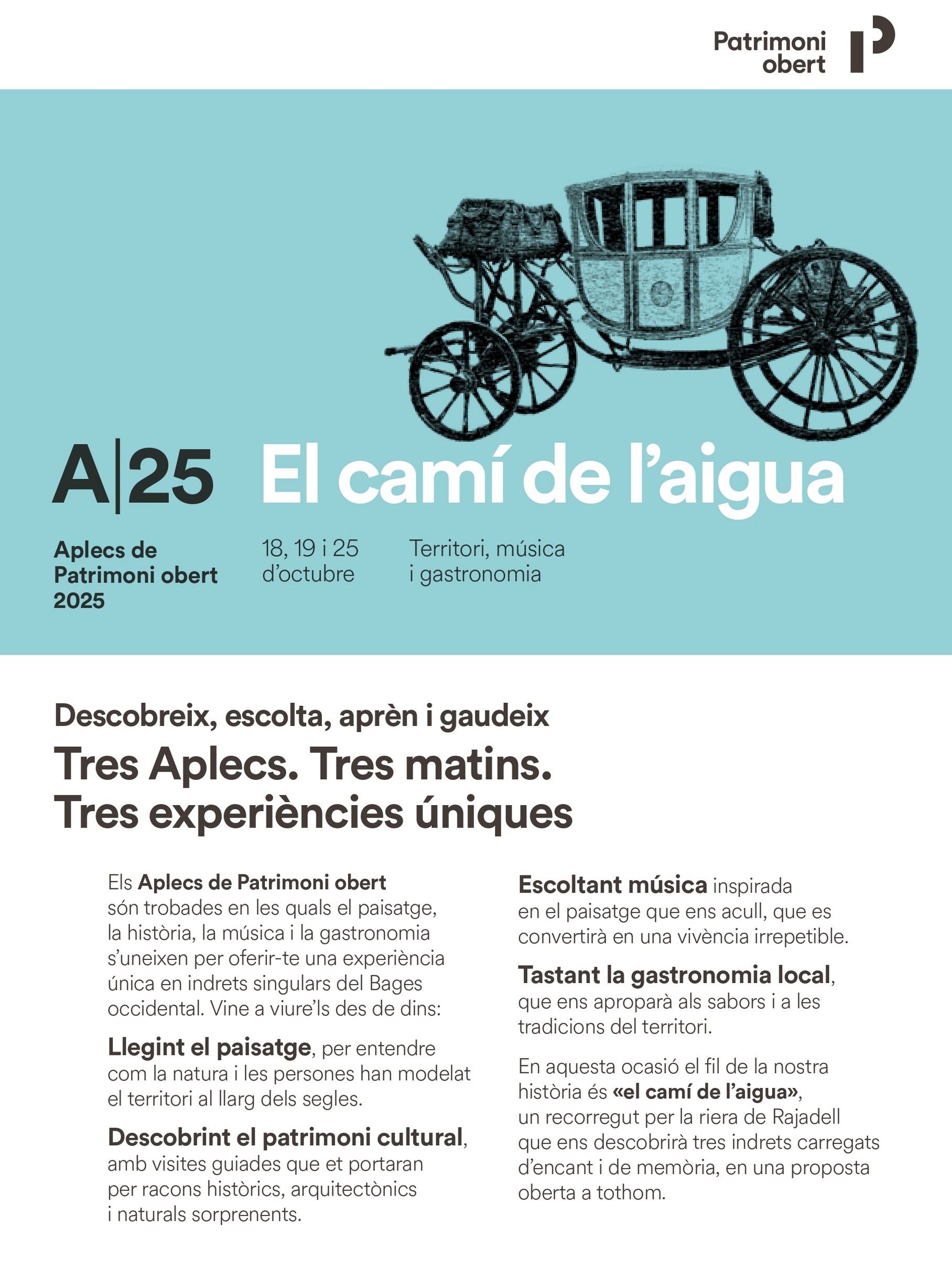 Patrimoni Obert estrena el cicle d’Aplecs dedicat al «Camí de l’Aigua» al Bages